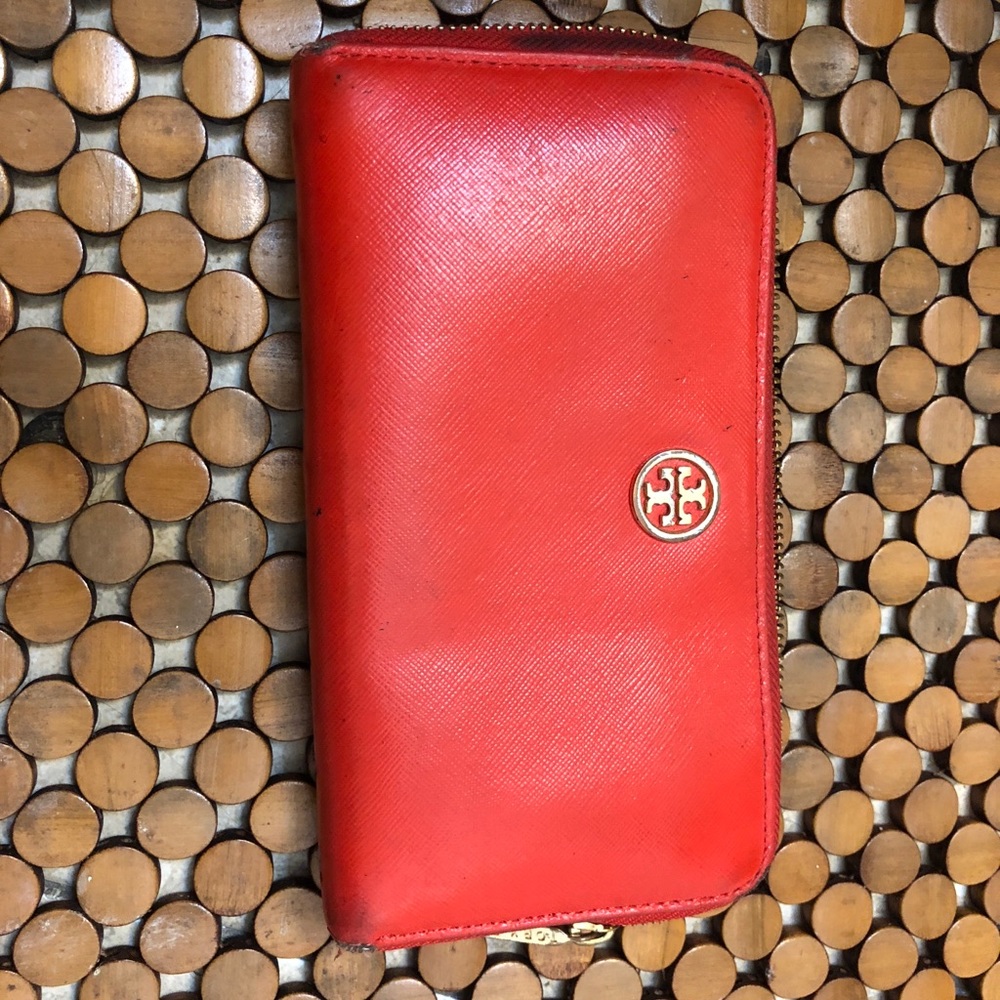 Red safiano leather wallet